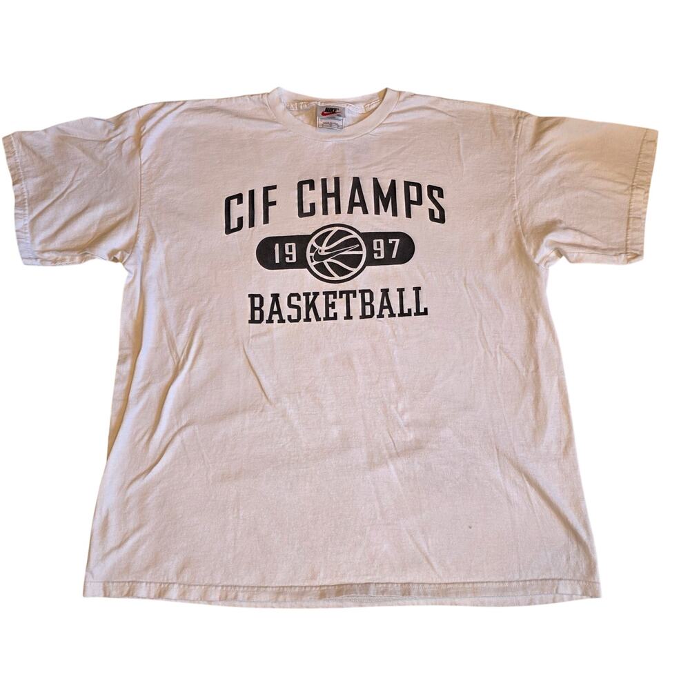Vintage 90s Nike CIF Champs Basketball‎ Tournament Tee White XL Center Swoosh